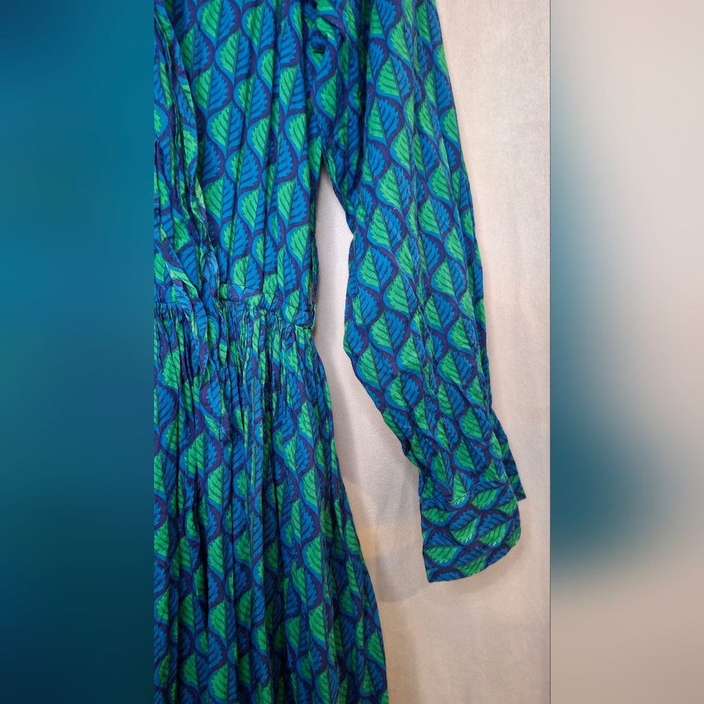 Afrofunkk is Tribal Funkk Blue Green Long Sleeve Dress Size 12 Womens - Picture 6 of 14